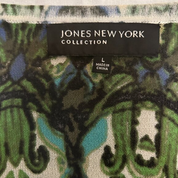 Large, by Jones New York sweater, Green, black turquoise and white - Picture 3 of 5